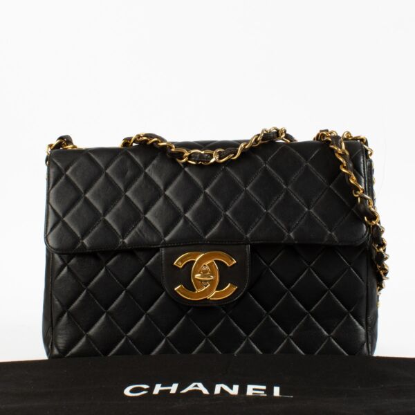 Chanel Black Lambskin Large XL Classic Flap Bag
