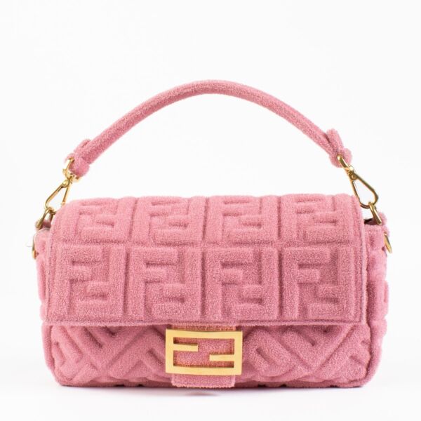 Fendi Pink Zucca Terry Cloth Baguette Bag