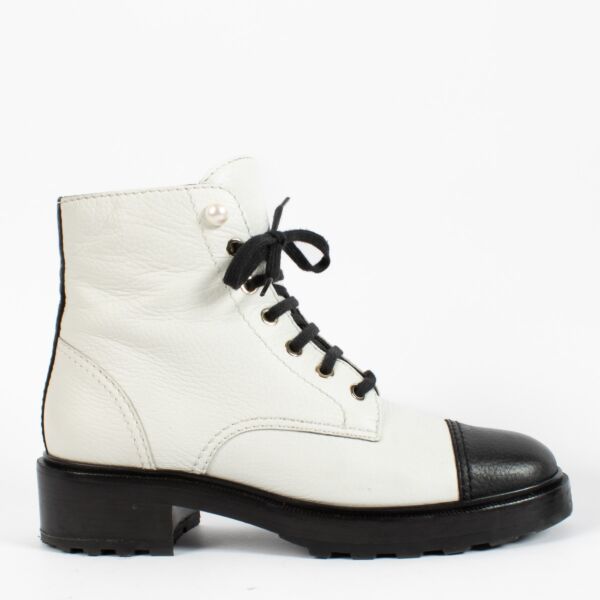 shop 100% authentic second hand Chanel Black And White Combat Boots - Size 40 1/2 on Labellov.com