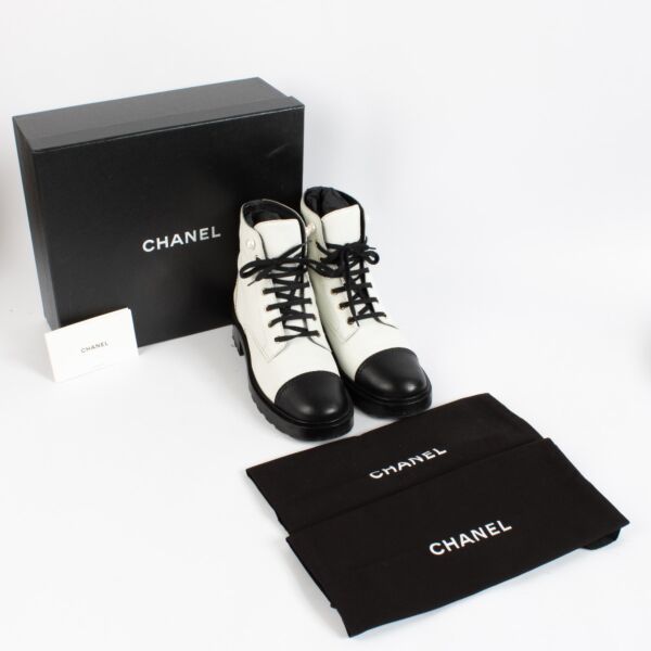 Chanel Black And White Combat Boots - Size 40 1/2