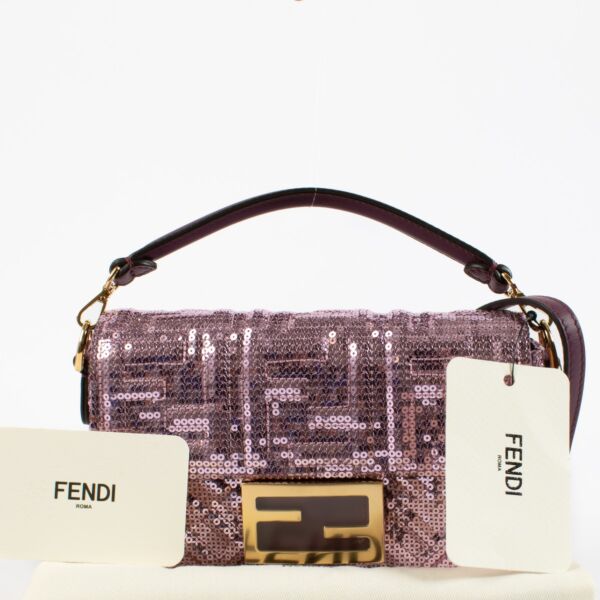 Fendi Purple Sequin Mini Baguette Bag