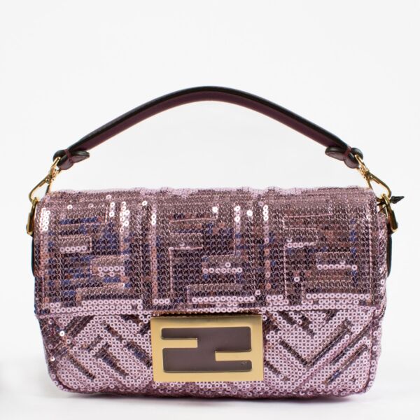 Fendi Purple Sequin Mini Baguette Bag