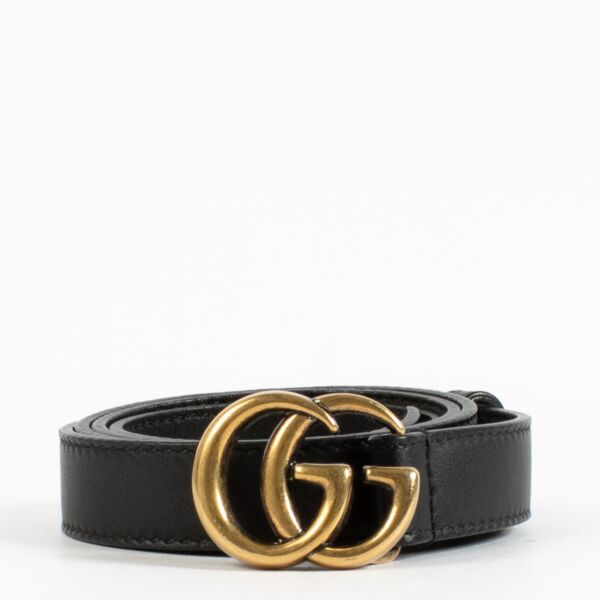 Shop 100% authentic second hand Gucci Black GG Marmont Thin Belt on Labellov.com