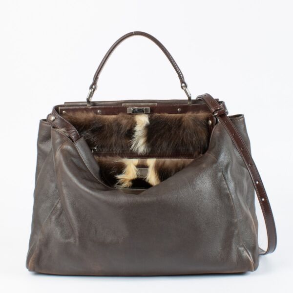 Fendi Brown Fur Peekaboo Large Bag