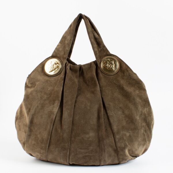 Shop authentic Gucci Camel Suede Hysteria Hobo Bag on www.labellov.com

