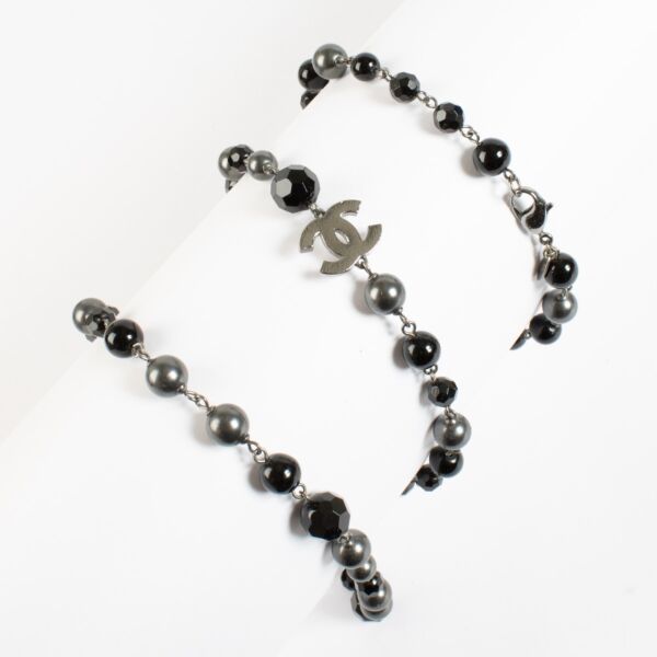 Chanel 10V Black CC Bead Long Necklace