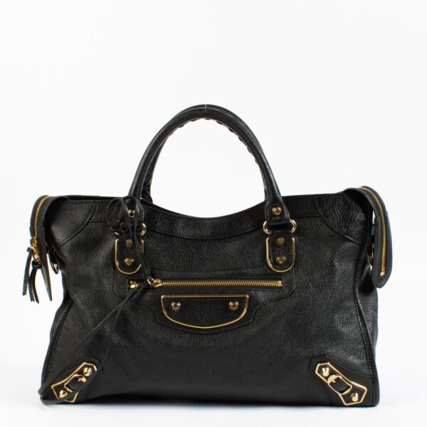 Balenciaga Black Metallic Edge Medium City Bag