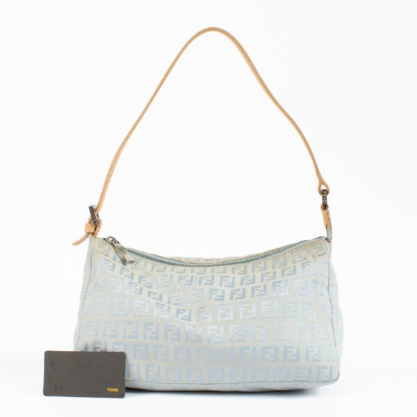 Fendi Blue Zucca Cloth Shoulder Bag