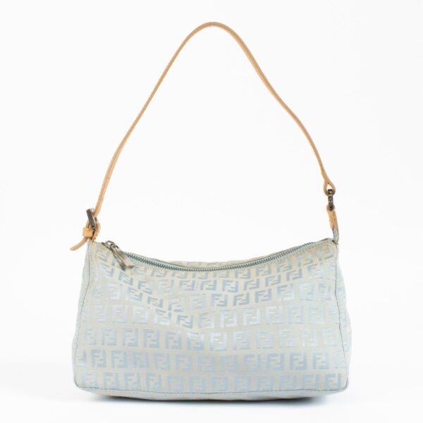 Fendi Blue Zucca Cloth Shoulder Bag