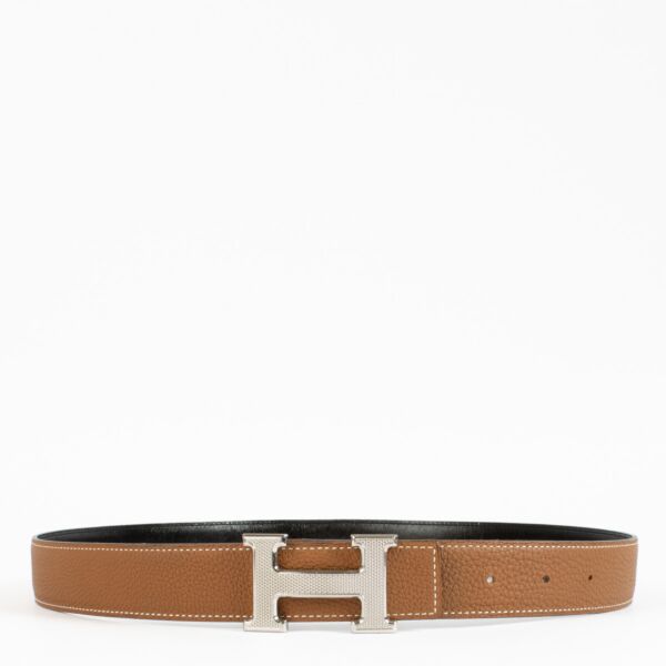 Hermès H Buckle Gold and Black Belt - size 85