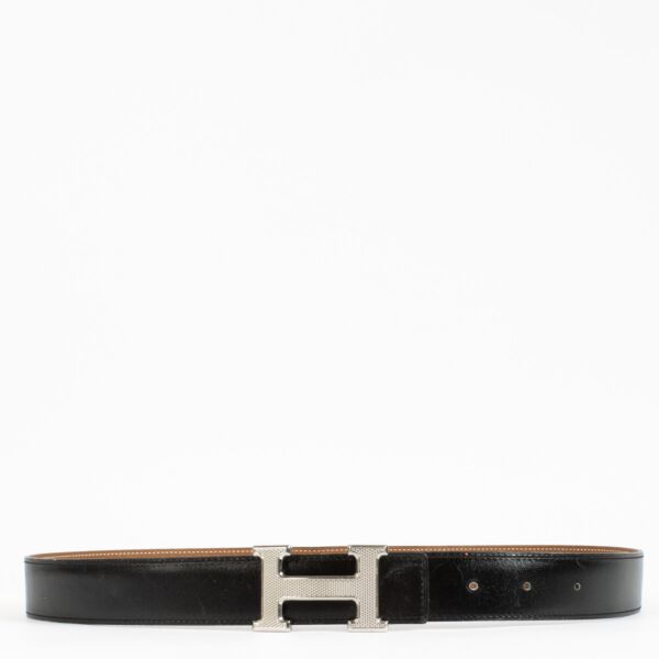 Hermès H Buckle Gold and Black Belt - size 85