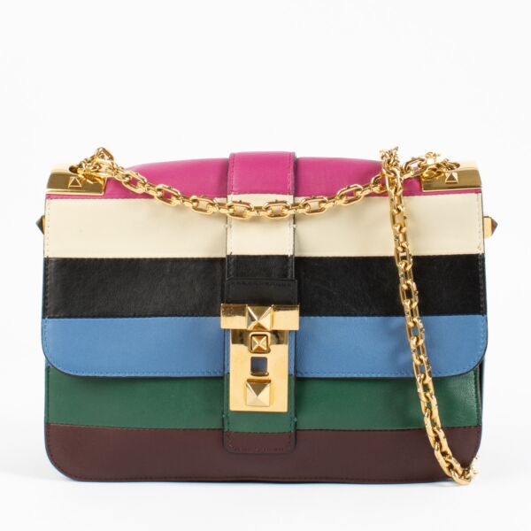 Valentino Garavani B Rockstud Striped Multicolor Leather Crossbody Bag