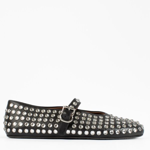 Alaïa Black Strass Lambskin Ballet Flats - Size 40