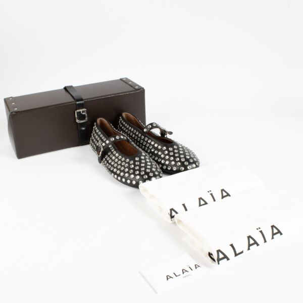 Alaïa Black Strass Lambskin Ballet Flats - Size 40