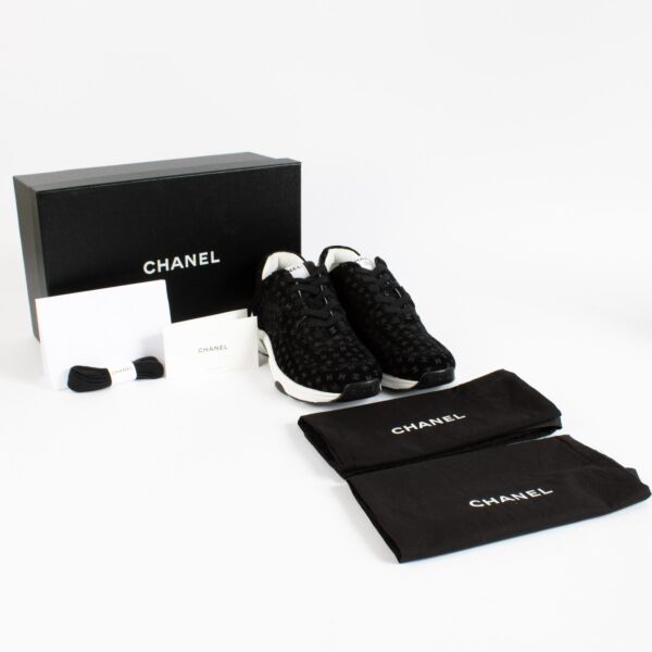 Chanel Black Suede CC Sneakers - Size 40