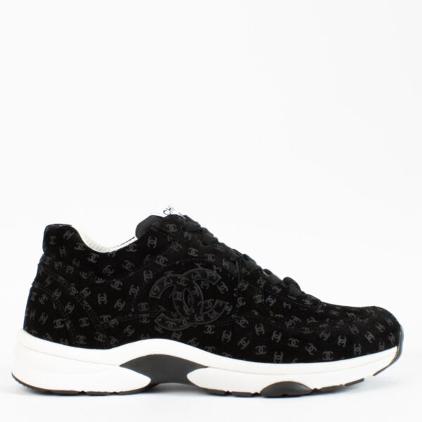 Chanel Black Suede CC Sneakers - Size 40