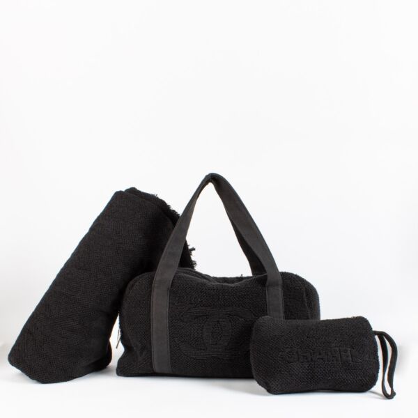 Chanel Black Beach Bag with Pouch and Towel
