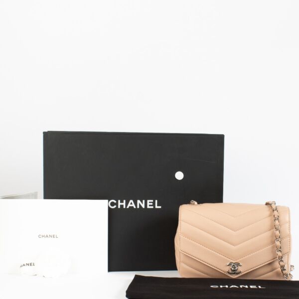 Chanel Nude Caviar Chevron Flap Bag