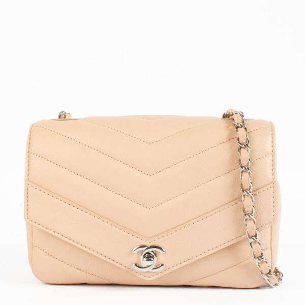 Chanel Nude Caviar Chevron Flap Bag