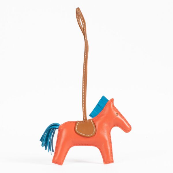 Hermès Rodeo MM Charm Rose Texas/Bleu Zanzibar/Gold