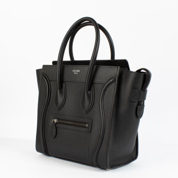 Celine Black Drummed Calfskin Micro Luggage Bag