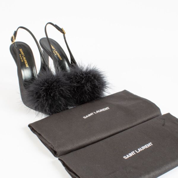 Saint Laurent Black Satin Mae Slingback Pumps - size 38
