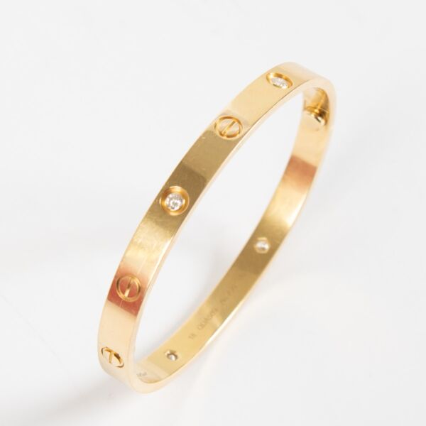 authentic preloved Cartier Yellow Gold Love Bracelet 4 Diamonds on Labellov.com