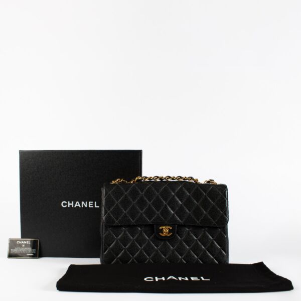 Chanel Black Caviar Leather Vintage Flap Bag GHW