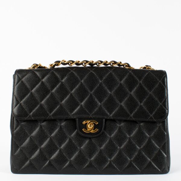 Chanel Black Caviar Leather Vintage Flap Bag GHW for the best price