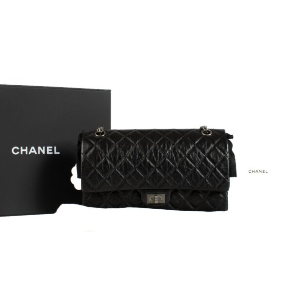 Chanel Black Aged Calfskin Large 2.55 Handbag