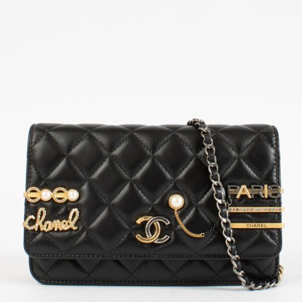 Authentic pre-loved Chanel Black Coco Clips Wallet On Chain on Labellov.com