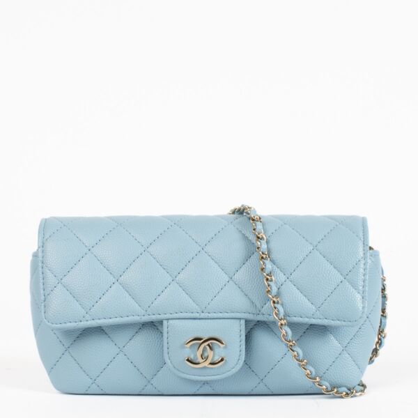 authentic preloved Chanel Baby Blue Glasses Case on a Chain on Labellov.com