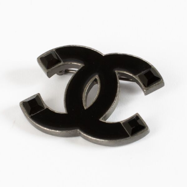 Chanel 08P Black CC Brooch