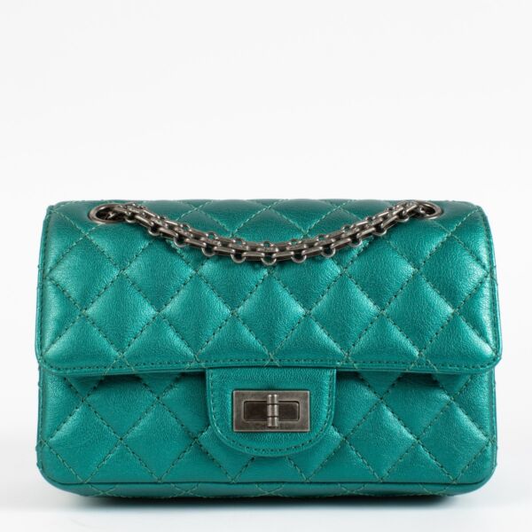 shop 100% authentic second hand Chanel Emerald Green Metallic 2.55 Mini Bag on Labellov.com