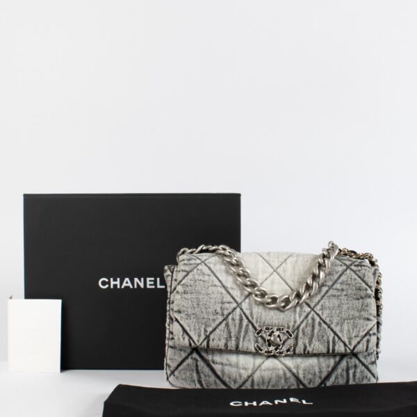 Chanel Grey Denim Medium Chanel 19 Bag