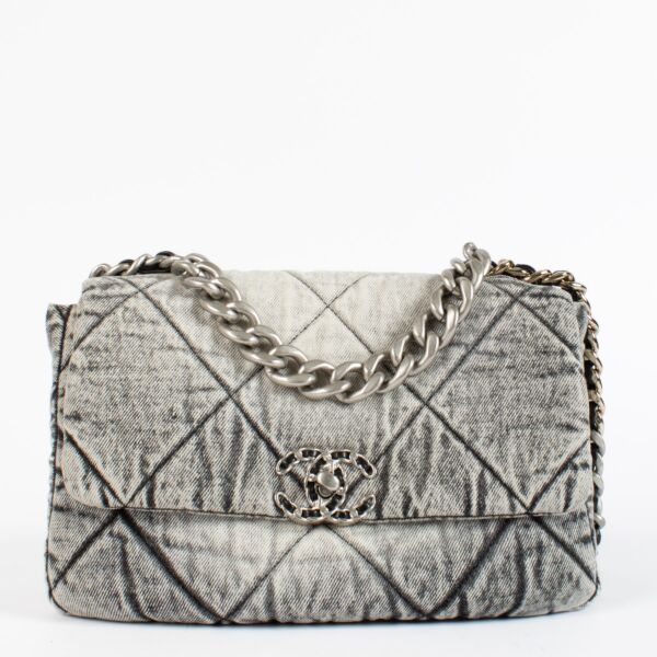 authentic preloved Chanel Grey Denim Medium Chanel 19 Bag on Labellov.com