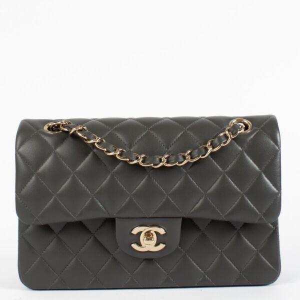 shop 100% authentic second hand Chanel Grey Lambskin Small Classic Flap Bag on Labellov.com