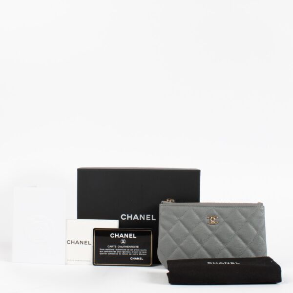 Chanel Grey Caviar Small Ocase Pouch