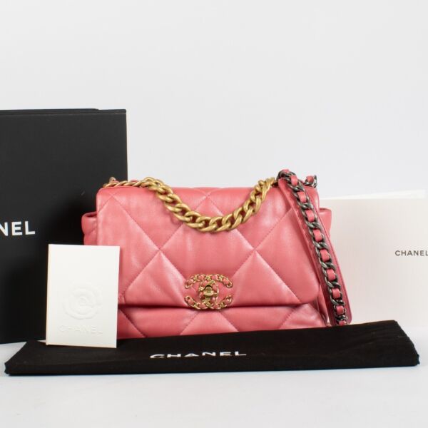 Chanel Pearly Pink Lambskin Small Chanel 19 Bag