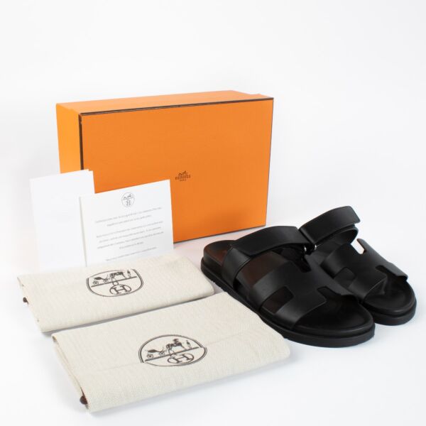 Hermès Chypre Black Sandals - size 39,5