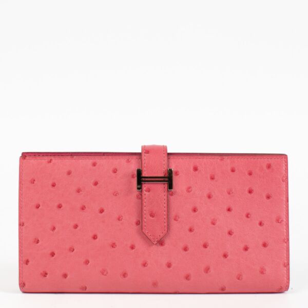 shop 100% authentic second hand Hermès Bearn Pink Ostrich Long Wallet on Labellov.com