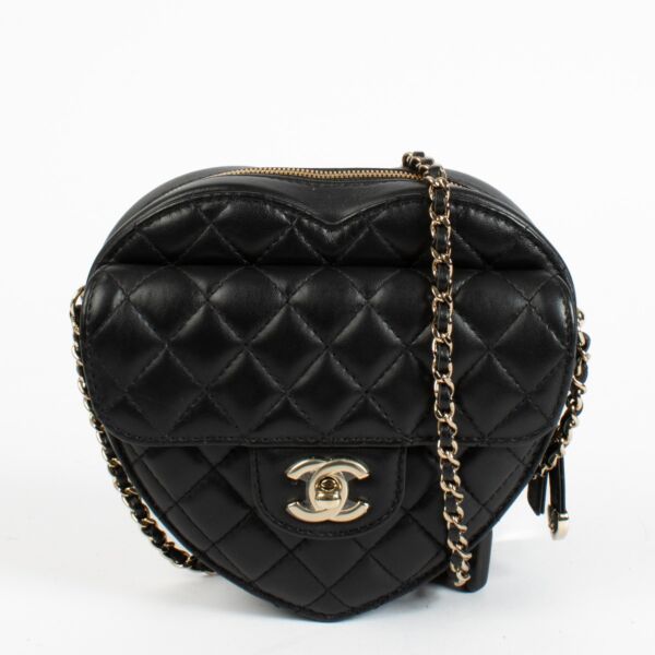 Chanel 22S CC In Love Black Lambskin Large Heart Bag