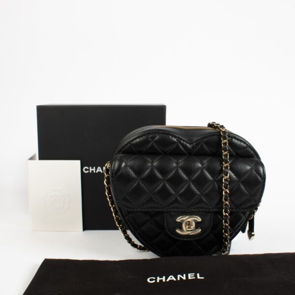 Chanel 22S CC In Love Black Lambskin Large Heart Bag
