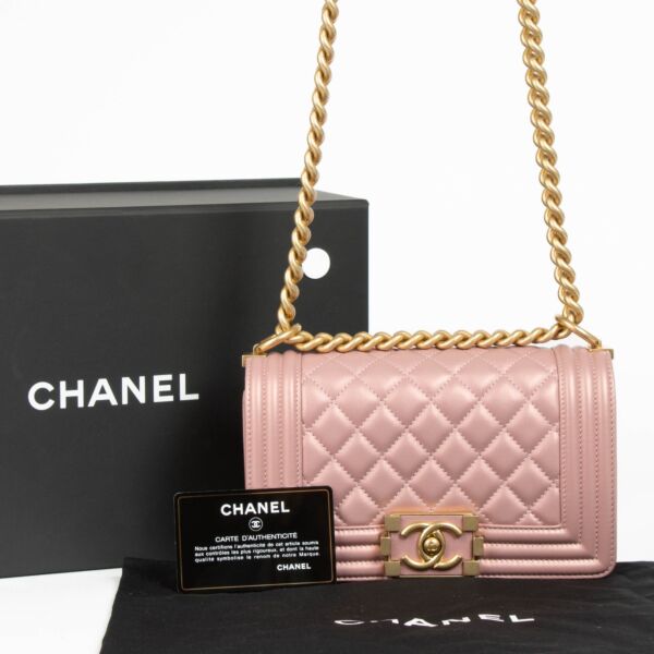 Chanel Pearly Pink Lambskin Small Boy Chanel Bag