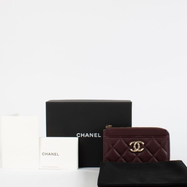 Chanel Compact Caviar Burgundy Wallet