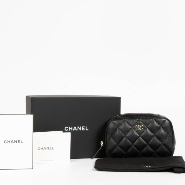 Chanel Black Caviar Quilted Small Cosmetic Pouch
