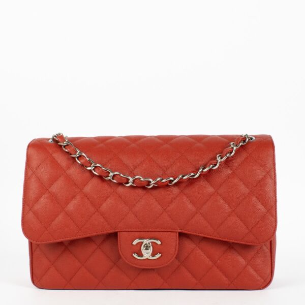 Chanel Red Caviar Large Classic Handbag