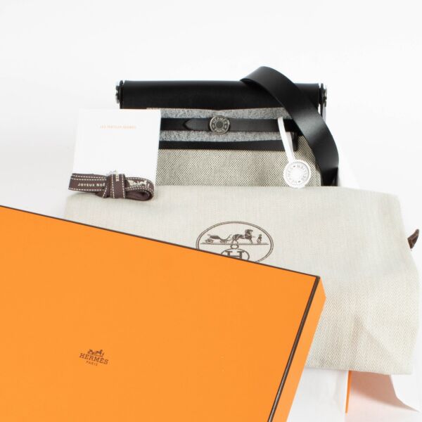 Hermès Herbag Zip 20 Mini Ecru/Black Toile H Viking/Hunter PHW