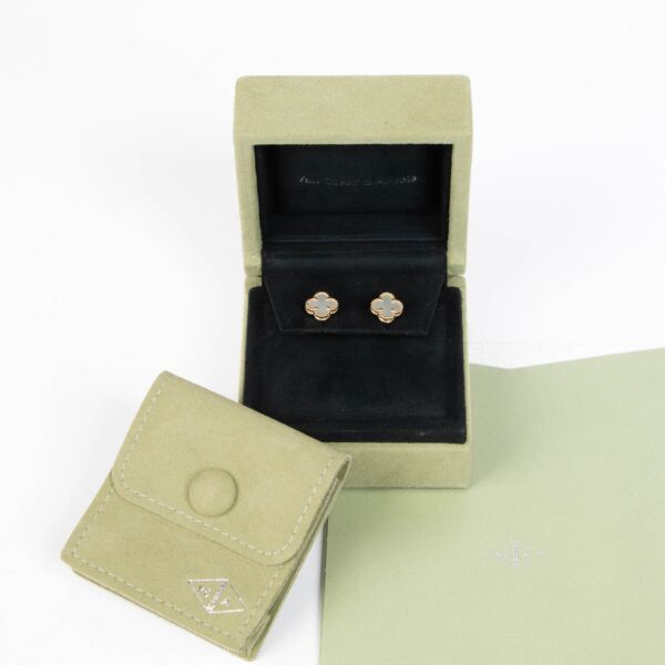 Van Cleef & Arpels Sweet Alhambra Mother Of Pearl 18K Yellow Gold Earrings