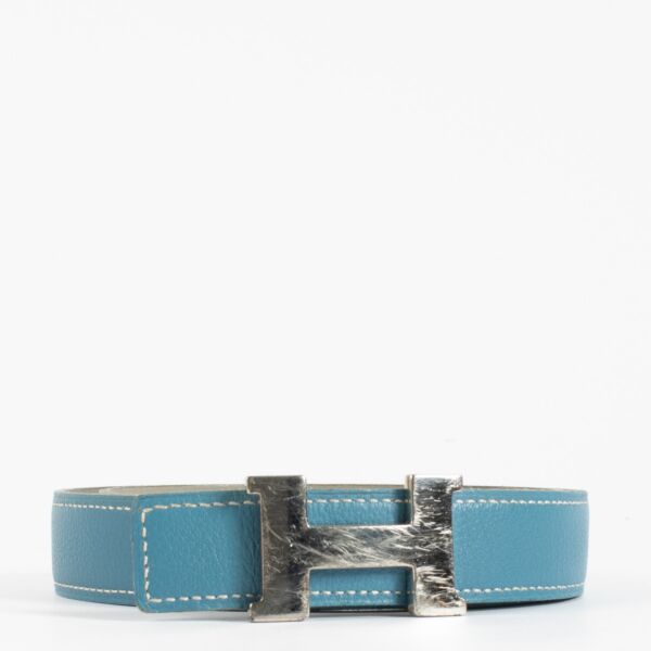 Hermès Blue Jean & Gris Constance Belt - size 75
